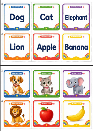 Jogo da memória em inglês